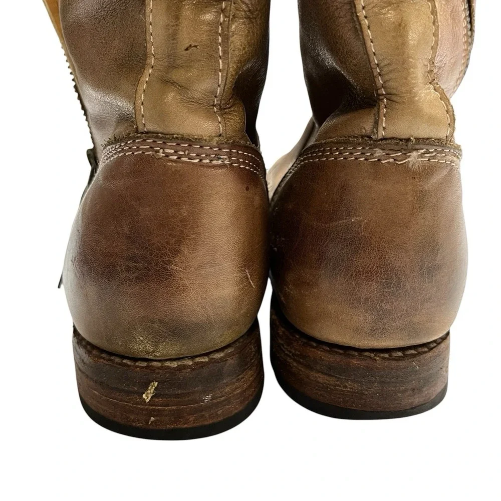 Bed Stu Boots Bonnie Lace Up Combat Ankle Brown‎ Distress Leather Size 8.5 Boho